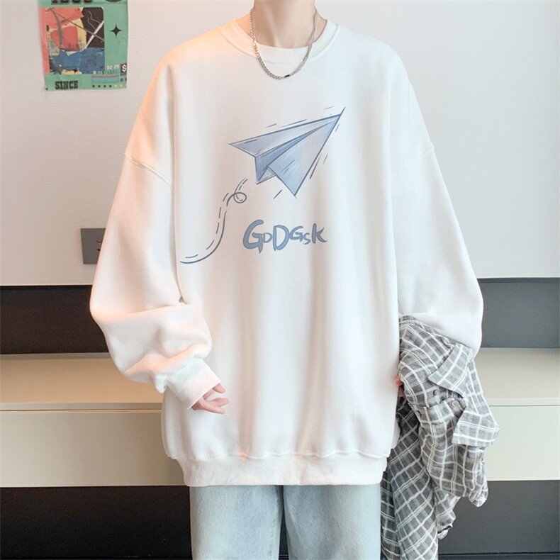 已注册华棉秋冬内景纸飞机圆领卫衣男宽松WY9114/P35加绒P45,男装卫衣,电商B316