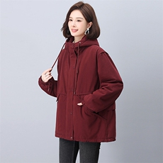 加绒厚度派克服女2025冬季新款宽松休闲连帽保暖棉服，女装派克服，天丽