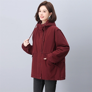加绒厚度派克服女2025冬季新款宽松休闲连帽保暖棉服图片