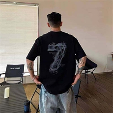 网图现货印花短袖T恤男夏季美式圆领宽松上衣914-4-D047P38控48，男装T恤，星座914-4