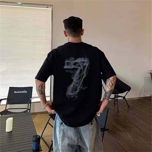 网图现货印花短袖T恤男夏季美式圆领宽松上衣914-4-D047 P38控48图片