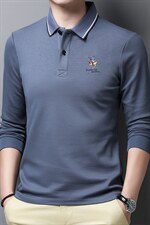 秋季新款男士长袖t恤翻领刺绣纯棉中年爸爸秋装休闲polo衫上衣服，男装T恤，电商B212（原钱塘6029）