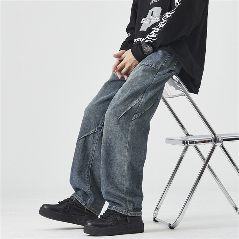 阔腿牛仔裤男款宽松直筒高街男生裤子春季宽松工装长裤子YZ99-P50,男装牛仔裤,星座509