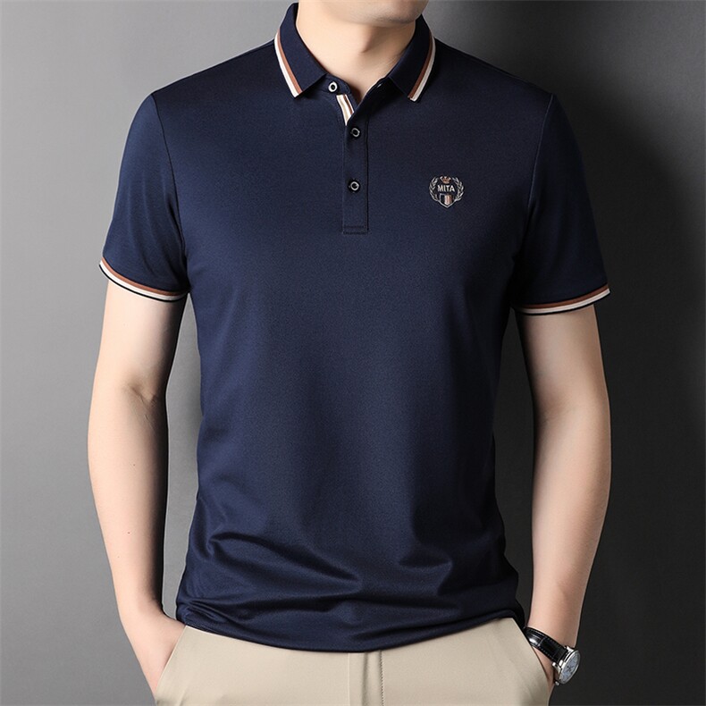 男士短袖t恤翻领冰丝潮牌潮流体恤商务休闲时尚半袖上衣服男装,男装T恤,电商B212（原钱塘6029）