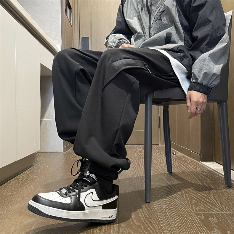 2024春款男裤拉链抽绳魔术贴束脚裤冲锋裤长裤h32P40,男装休闲裤,星座1013-1