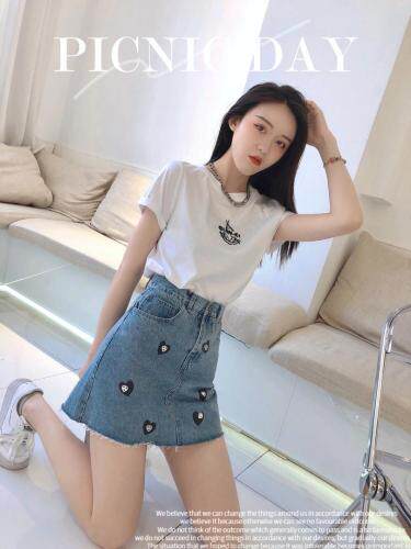 夏季新款爱心半裙，女装半身裙，浅卡
