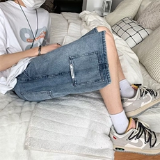 时尚~夏季短裤牛仔裤时尚简约五分裤男夏季休闲宽松百搭中裤，男装牛仔裤，星座1013