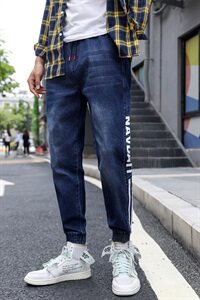 春季牛仔裤男潮牌休闲长裤青年韩版九分裤潮流束脚哈伦裤8911-P40图片