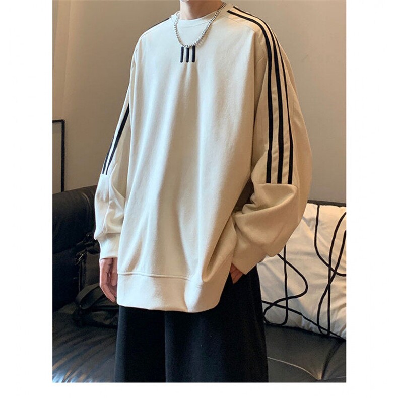 DA100-P50麂皮绒刺绣圆领落肩卫衣三道杠多色百搭-网图现货,男装卫衣,星座603-2