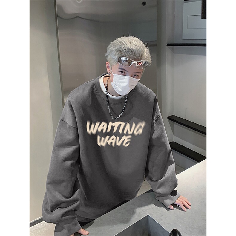 抖音得物高品质美式高街麂皮绒宽松圆领卫衣wyjp3930-特p35控69,男装卫衣,星座605(原A050)
