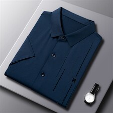 爱爸爸夏季薄款衬衣中年男士爸爸夏装休闲短袖衬衫男中老年人上衣,男装衬衫,电商B212（原钱塘6029）