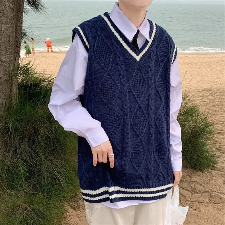 2024春秋针织毛衣背心男V领日系复古原宿风学生BM13-P33,男装背心/马甲,星座1109-3
