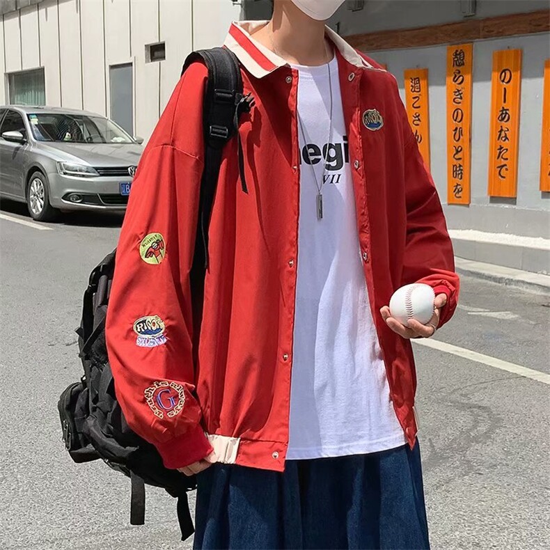 数字秋冬新款港风潮流刺绣休闲夹克男宽松机车痞帅外套W1375-P55,男装夹克,星座512-2