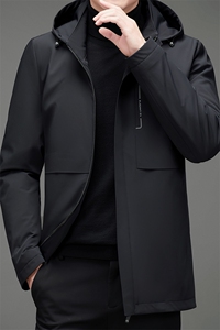 D2107冬季男士羽绒服外套男装连帽修身白鸭绒可拆卸内胆潮流P360图片
