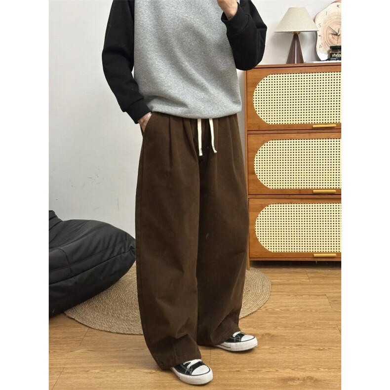 重磅宽松纯棉弯刀阔腿裤1302-7607-P65控108,男装休闲裤,星座1302