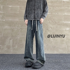 牛仔裤男士潮牌宽松直筒裤子男生阔腿复古休闲长裤K760-特批-40，男装牛仔裤，星座718-1