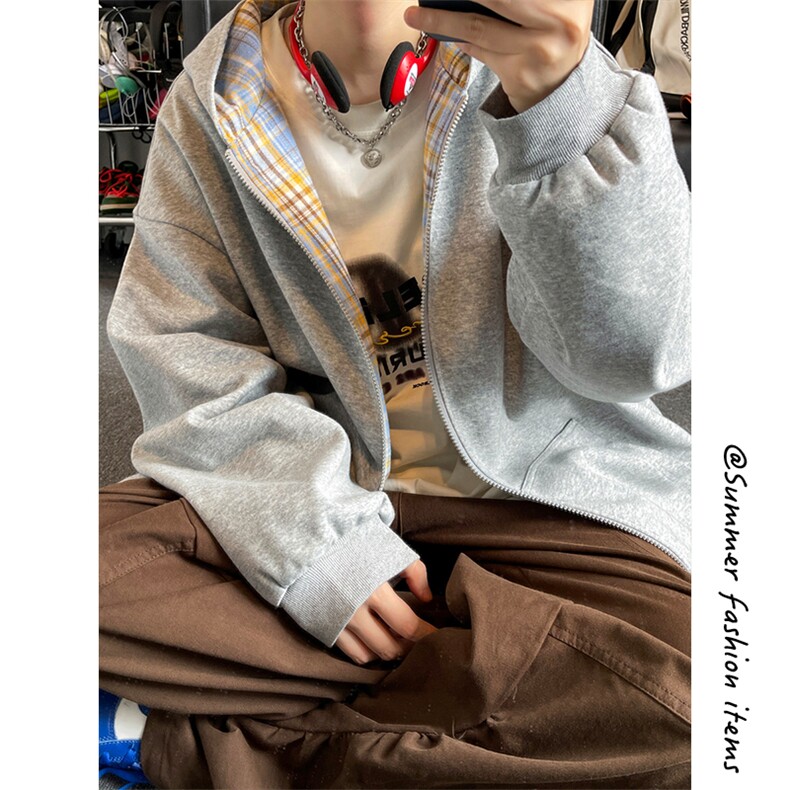 双面穿开衫卫衣长袖情侣宽松休闲百搭上衣外套W4600-P60【特价】，女装短外套，电商A007