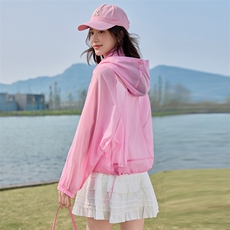 时尚小个子新款夏季SPF防晒衣女连帽薄款透气运动骑行防晒皮肤衣，女装防晒衣，悦祺