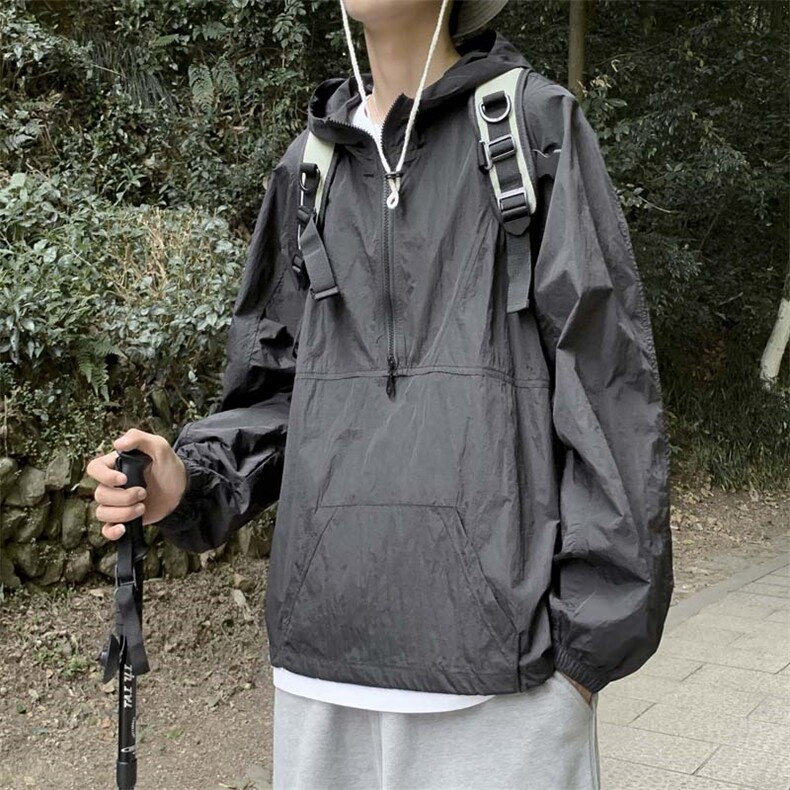 美式机能时尚防晒服男春夏季新款冲锋衣宽松户外高街痞帅外套,男装防晒衣,星座410-7