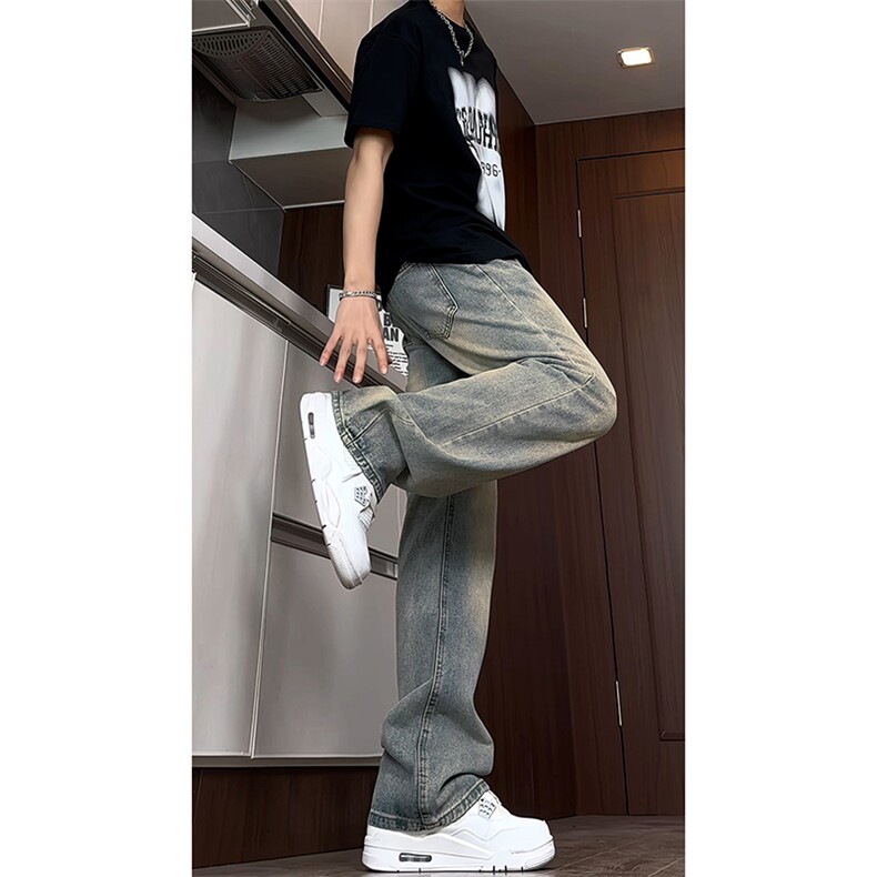 B221美式ins高街暗黑小众修身微喇牛仔裤LK24168-P60控78,男装牛仔裤,电商B221