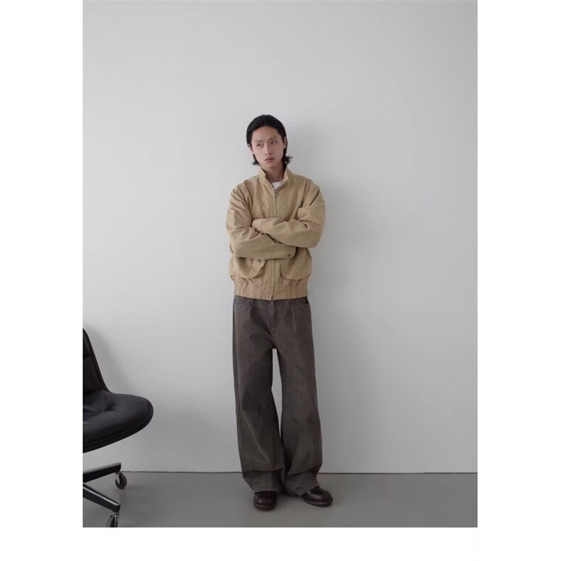 美式复古水洗做旧工装裤男女款秋冬潮牌宽松vintage质感直筒长裤,男装工装外套,星座506A