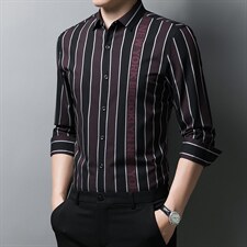 2023秋季新款中年男士薄款竹纤维长袖衬衫休闲爸爸装印花衬衣寸衫，男装衬衫，电商B212（原钱塘6029）