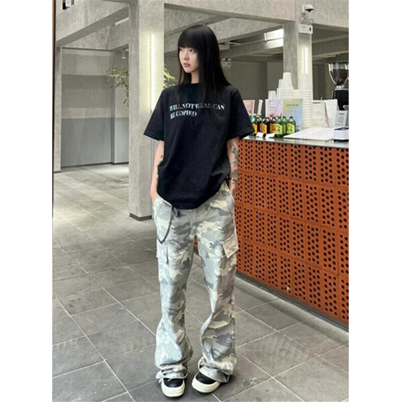 迷彩工装裤男女高街嘻哈牛仔裤伞兵裤阔腿直筒休闲裤子KA721,男装牛仔裤,星座1116A（原606A-3）