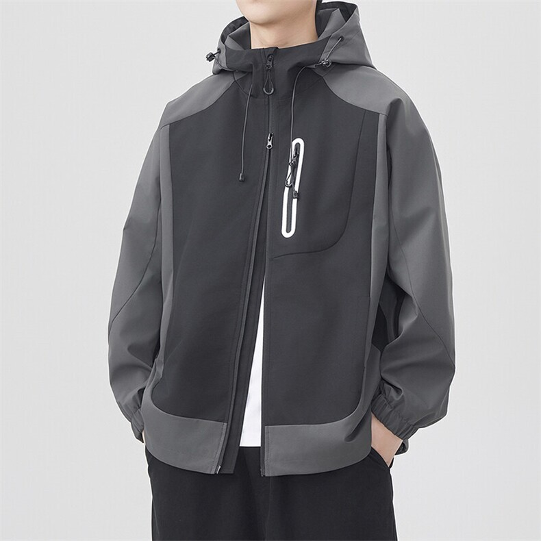 新款硬汉风户外夹克男连帽撞色上衣冲锋衣外套DSA157B-JK7871-P75,男装夹克,电商A157B