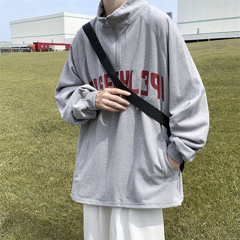 设计感小众半拉链秋季卫衣美式复古Polo领上衣男外套W3688-P37,男装卫衣,星座512-3