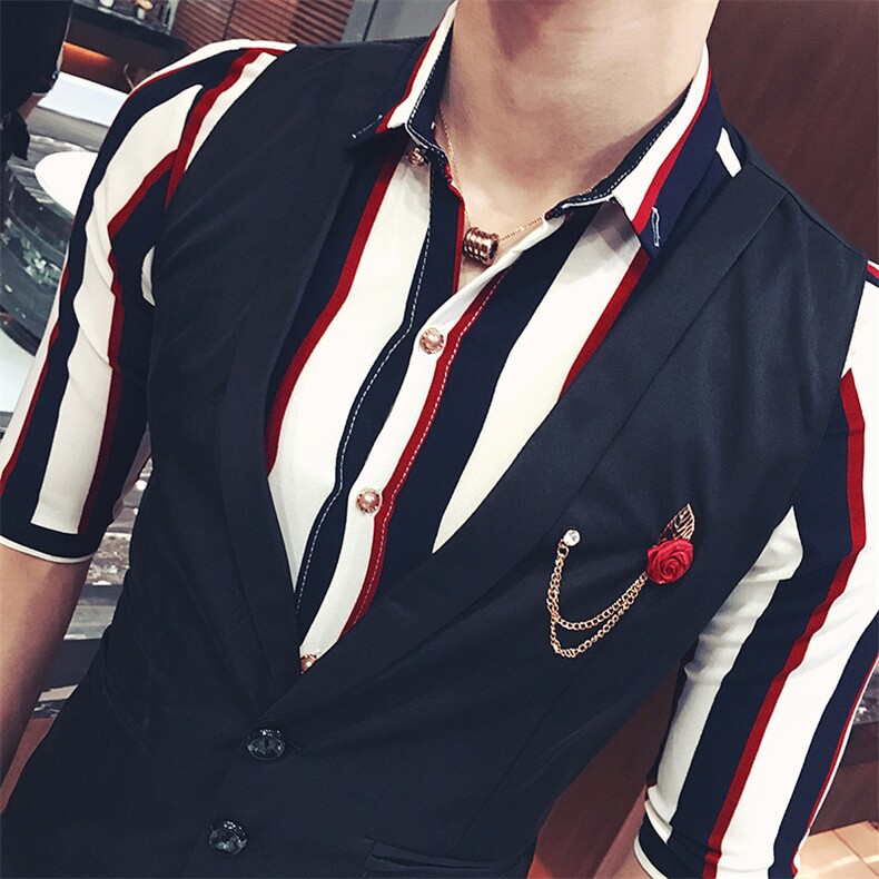 Y8717-2021翻领胸花装饰男马甲外套酒吧夜店KTV服务生马甲,男装背心/马甲,星座717A