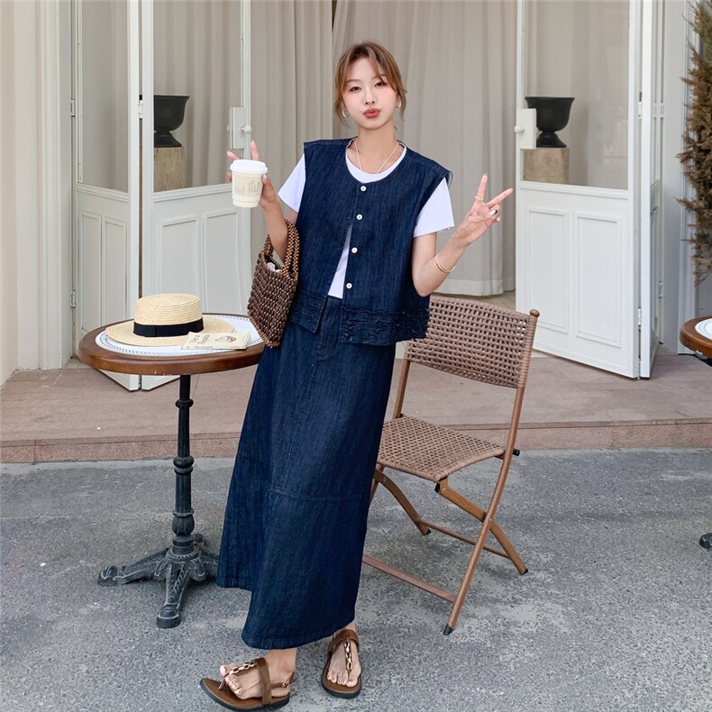 现货2025夏季新款三件套真丝仿牛仔2C053/款807/批165/控238,女装套装/套裙,2C053
