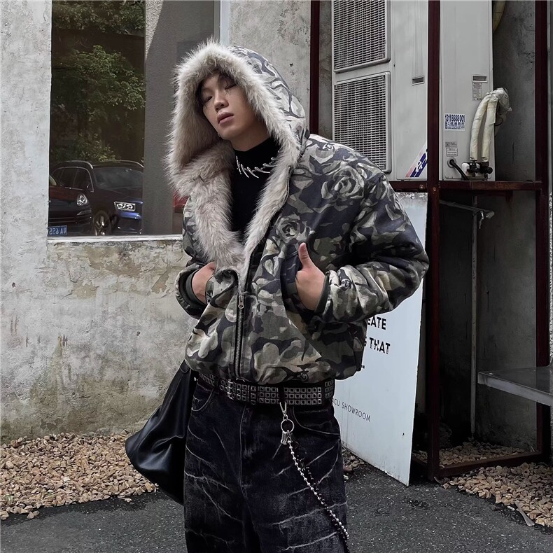 复古美拉德面包服男女宽松立领棉服冬迷彩棉衣,男装棉衣,星座716-3