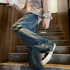 新款港风美式高街潮牌百搭拼接休闲牛仔裤N995-P53，男装牛仔裤，星座308B-1