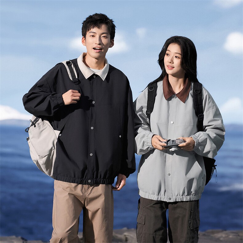 港风上衣夹克宽松落肩翻领工装外套JK863P70,男装夹克,星座1204-3