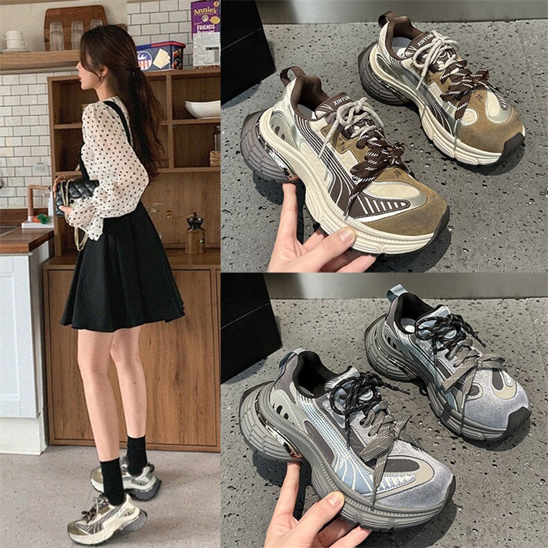 厚底老爹鞋女2025春新款百搭休闲舒适增高运动鞋,女鞋休闲鞋,电商A223