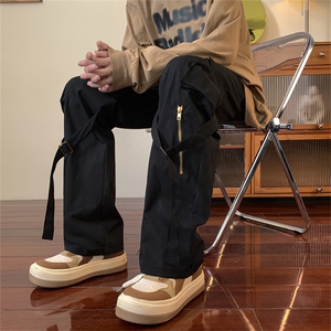 工装裤男春秋潮牌直脚韩版潮流春秋机能宽松男女休闲裤K07103-P40