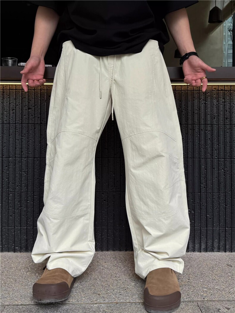 美式高街微喇弯刀裤男夏季高腰潮牌cleanfit阔腿裤提裆工装长裤子,男装休闲裤,星座513A