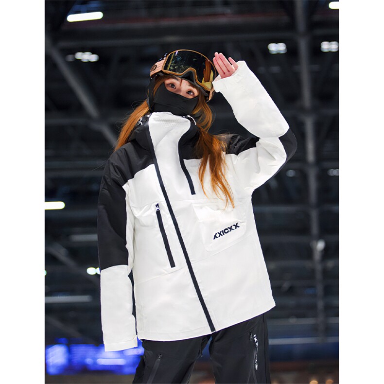 冬季防水防风加厚机能潮滑雪衣男女连帽抽绳滑雪服外套HF57-P175,男装棉衣,电商A001