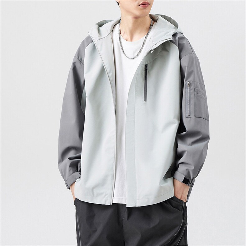 秋季宽松夹克男撞色冲锋衣外套DSA157B-JK7839-P70图片