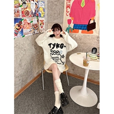 MM148-P68恐龙提花套头毛衣学生秋冬新款潮流宽松百搭软糯针织衫，女装针织衫/毛衣，星座617A-2