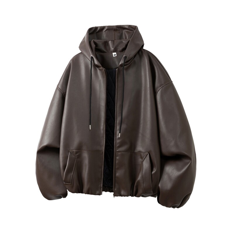 冬装保暖连帽防水加厚皮衣男宽松皮棉衣棉服男女同款M8008-P105,男装皮衣,电商A006