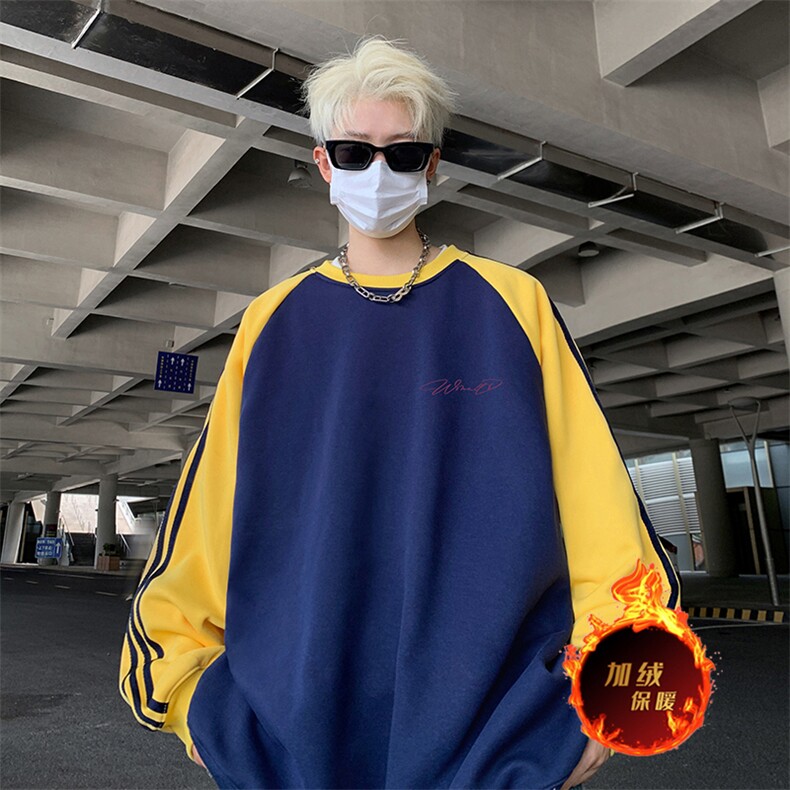 抖音得物供货提供视频秋冬重磅美式宽松织带圆领卫衣0782,男装卫衣,电商A486