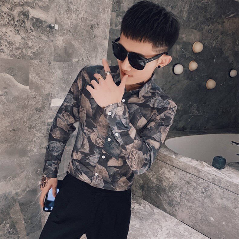 312A-5-835-P60社会小伙韩版潮流衬衫加厚加绒休闲修身上衣,男装衬衫,星座312A-5