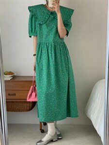 娃娃领不挑人连衣裙图片
