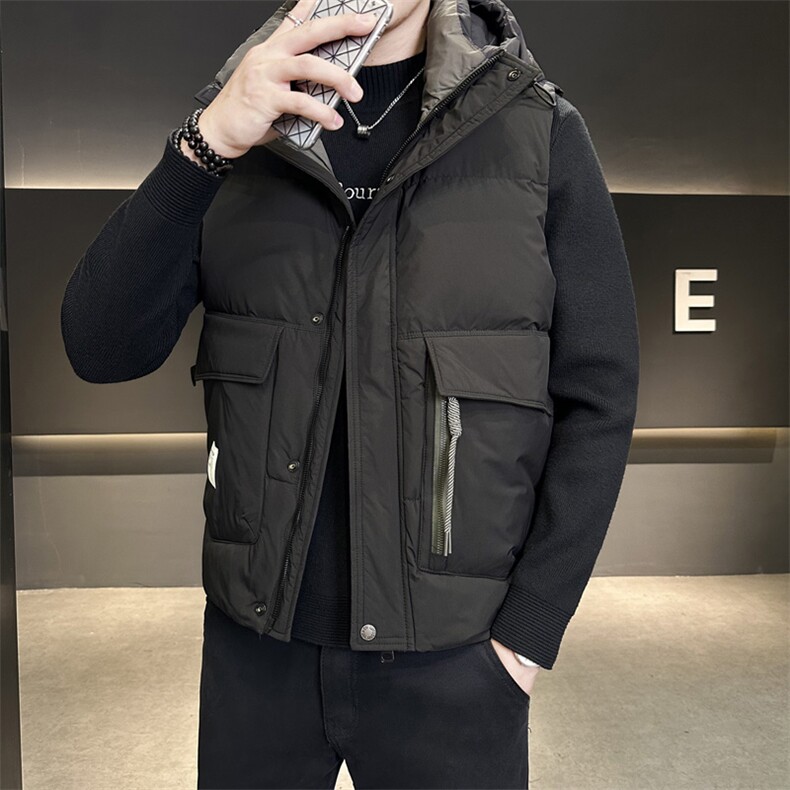 短款连帽马健男休闲日系面包服保暖外套马甲背心M8082-P130,男装背心/马甲,电商A237