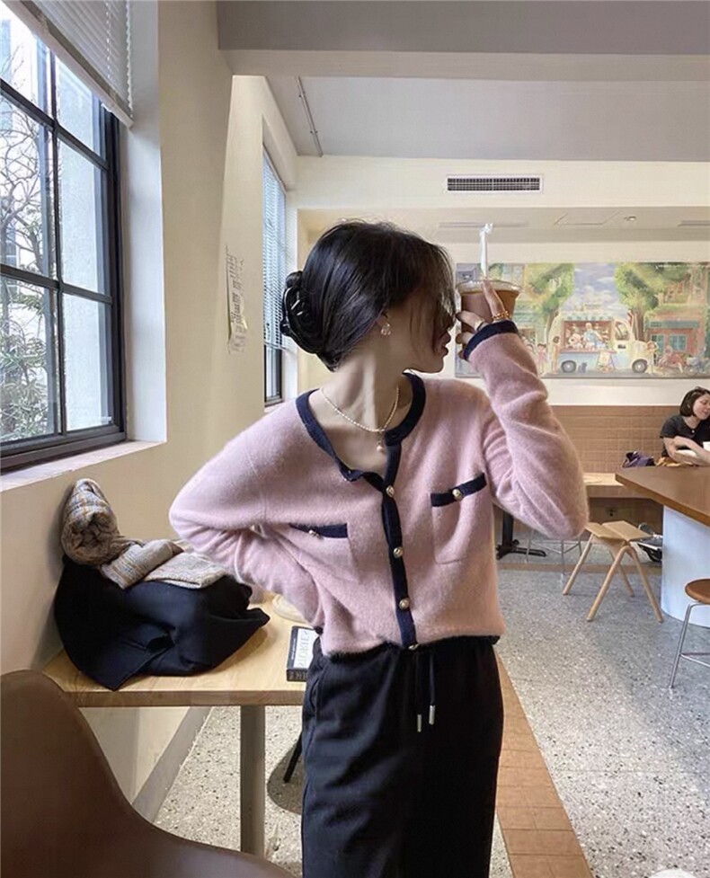 2025年秋季时尚百搭通勤简约休闲开衫，女装针织衫/毛衣，琳尚羊绒