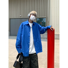 蓝色衬衫男长袖韩版潮流痞帅休闲宽松衬衣外套C2250-特价P47，男装衬衫，电商A007