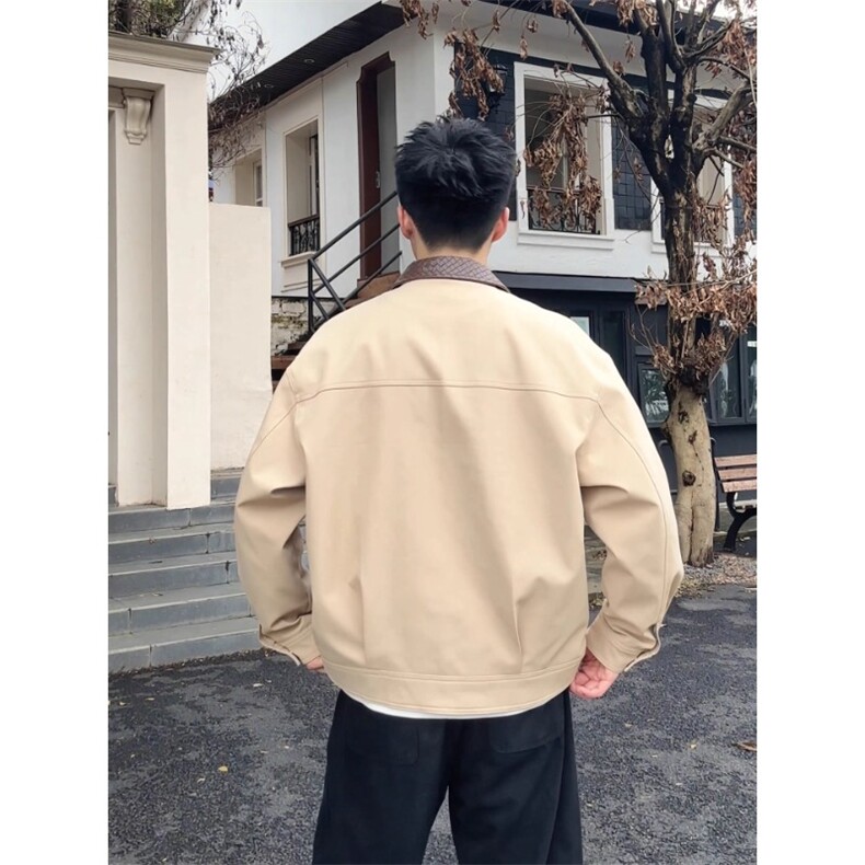 编织皮翻领外套底特律夹克工装棒球服JK306特P71,男装夹克,星座908-1