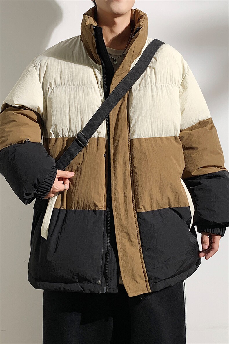 港风2026新品冬季宽松情侣装撞色棉衣棉服冬装加厚外套D007-P90,男装棉衣,星座717