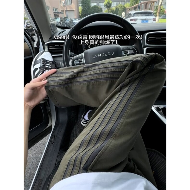 【网图】B221美式ins宽松直筒三条织带休闲裤LK25470-特P40控68,男装休闲裤,电商B221